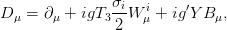                &sigma;i   i    &prime;
D &mu; = &part;&mu; + igT3 2 W &mu; + ig Y B&mu;,
